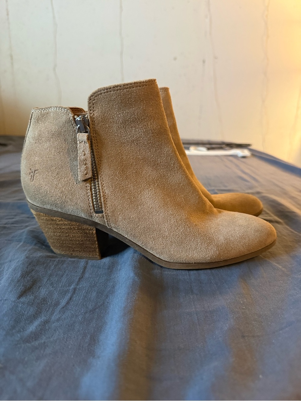 Frye Tan Suede Ankle Booties